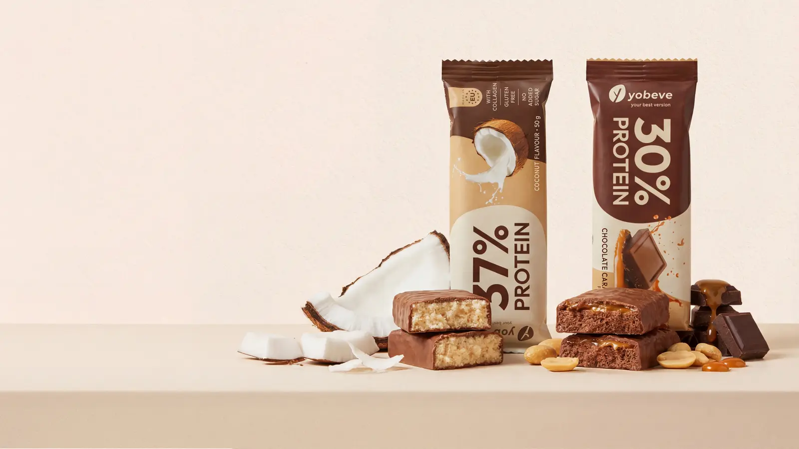 Các thanh protein yobeve minh họa lựa chọn bữa phụ giàu protein hằng ngày
